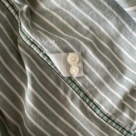 Izod Men’s 100% Cotton Long Sleeves Olive/White Striped Dress Shirt Size L - Picture 4 of 6